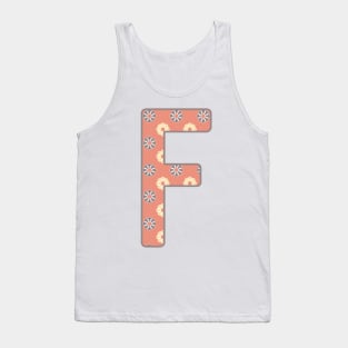 MONOGRAM LETTER F PINK FLORAL TYPOGRAPHY DESIGN Tank Top